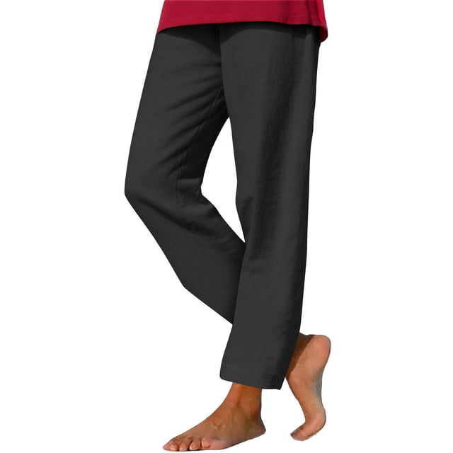 Wide Leg Trousers for Women, Casual Solid Color Loose Beach Pants with Pocket, Polyester Spandex Blend, Elastic Waist, Lightweight Breathable, for Daily Home Lounging