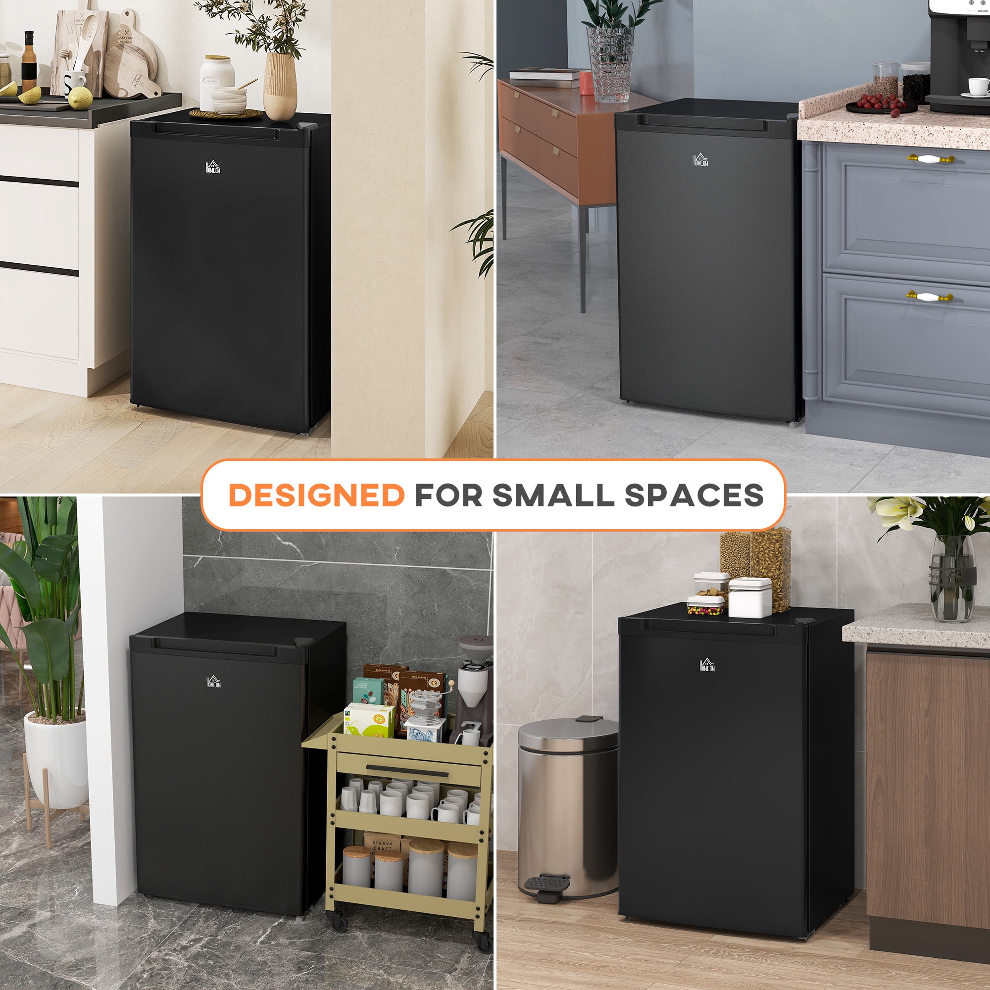 Homiyad Upright Freezer, 3 Cu Ft Small Freezer with Reversible Single Door, Adjustable Thermostat for Home, Apartment, Black