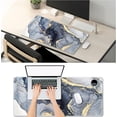 thumbnail image 4 of Extended Gaming Mouse Pad XXL Large Keyboard Mat Long Mousepad Desk Decor Writing Pad Non Slip Rubber Base Stitched Edges for Work, Game, Office, Home, 35.1" x 15.7", Gilt Marble, 4 of 6