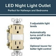 thumbnail image 2 of Pass & Seymour NTL885TRICC6 Nightlight & Double Receptacle, 15A, Ivory, 2 of 6