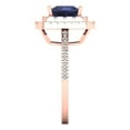 thumbnail image 3 of 2.07 ct Princess Cut Simulated Blue Sapphire with Simulated Diamond Halo Accents 14K Rose Gold Womens Engagement Ring, 3 of 5