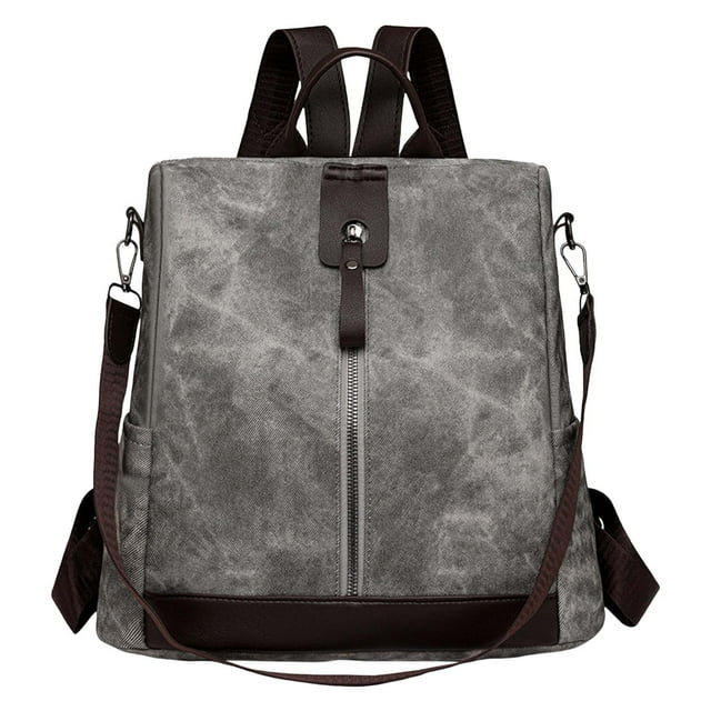 Backpack Fashion New Pattern Solid Color Retro Large Capacity Practical Zipper Casual Purpose Shoulder Bag Leather Laptop Backpack