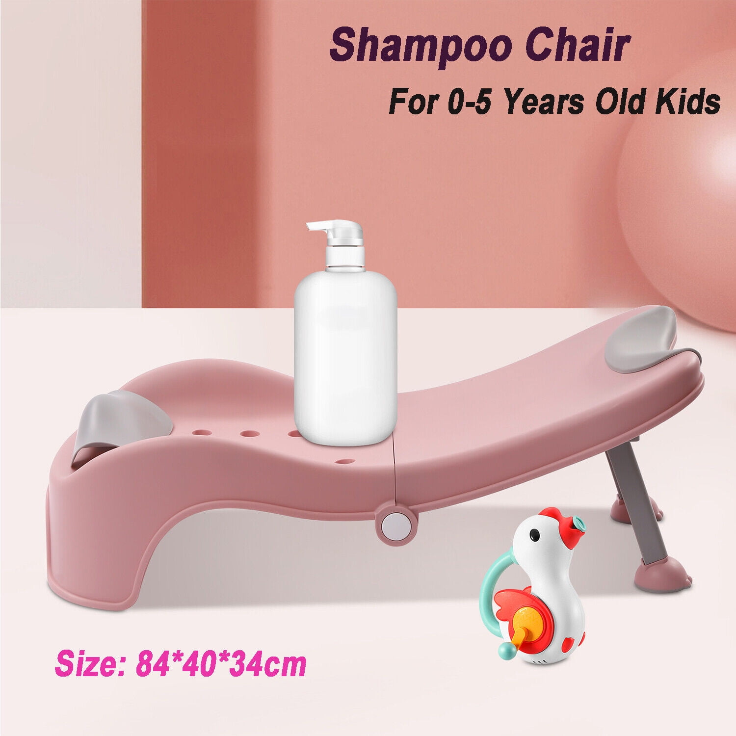 Foldable Bath Seats Shampoo Chairs 5Position Adjustable for 05 Years Old Kids