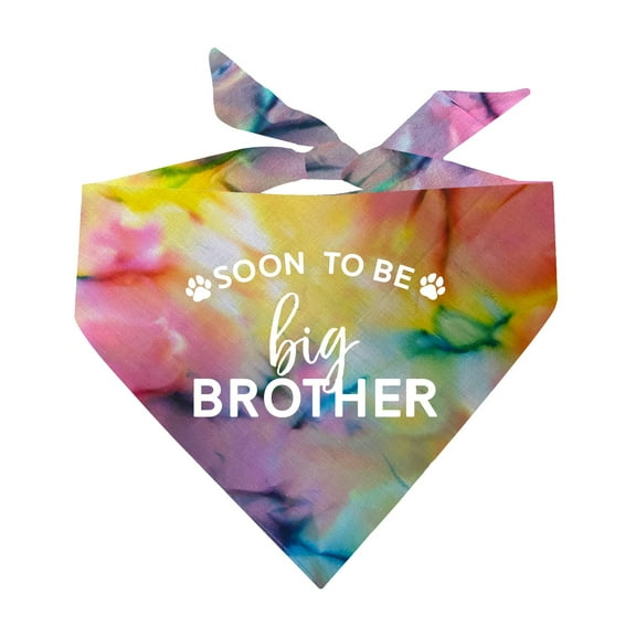Soon To Be Big Brother Tie Dye Pattern Triangle Dog Bandana