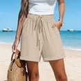 thumbnail image 5 of Womens Shorts Summer Casual Loose Elastic Waist Drawstring Comfy Lightweight Beach Shorts with Pockets, 5 of 9