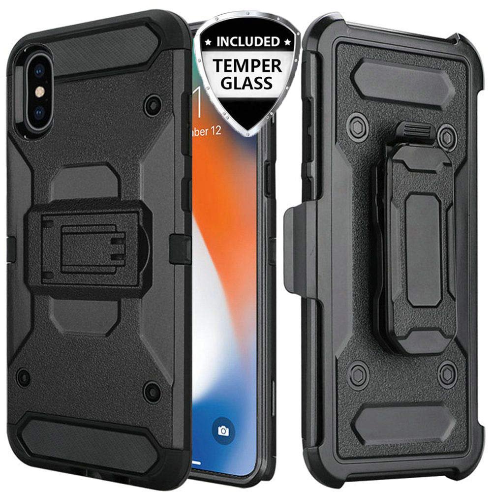 Compatible for Apple iPhone Xs Max Case, with [Tempered Glass Screen