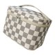 thumbnail image 5 of Bolsa de maquillaje de gran capacidad con cremallera brillante, bolsa de cosméticos de viaje con asa resistente para viajes al aire libre, cuadros grises y blancos, 5 of 5