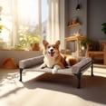 thumbnail image 4 of Veehoo Cooling Elevated Dog Bed with Removable Bolster, Raised Dog Sofa Bed for Medium Sized Dogs, Indoor and Outdoor Metal Dog Cot with No-Slip Feet & Washable Textilene Mesh, Medium, Beige Coffee, 4 of 10