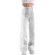 thumbnail image 1 of Pantalones de pierna recta de cintura alta para mujer Pantalones sueltos de moda con bolsillos de co Abanopi Blanco/Grande, 1 of 7