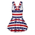 thumbnail image 5 of COEQINE Swim Dress for Girls with Skirt Bottom, U-Neck Tankini One Piece Swimsuit, Polyester Spandex Elegant Beach Swim Wear for Vacation, 5-6 Years, American Flag Palm Tree, 5 of 8