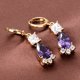 thumbnail image 2 of 1 par de pendientes para mujer, sencillos y elegantes, colgantes, multifacéticos, de circonita blanca y morada, joyería decorativa, regalo de cumpleaños y boda., 2 of 7