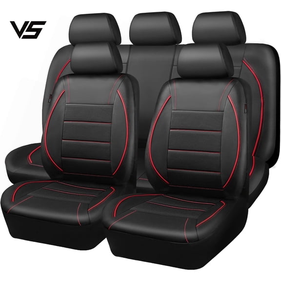 V5 Faux leather piping car seat covers full set universal fit airbag compatible car ,SUV,