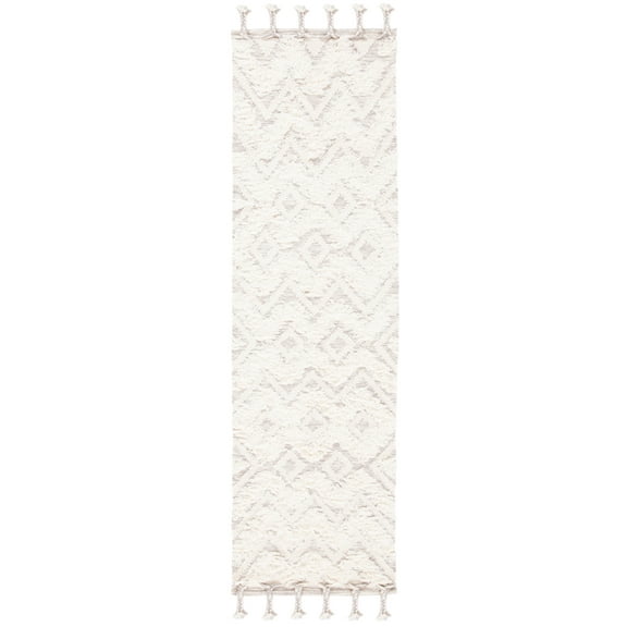 SAFAVIEH Kenya Katharine Geometric Wool Runner Rug, Ivory/Grey, 2'3" x 8'