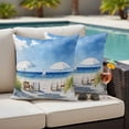 thumbnail image 4 of Coastal Beach Blue Outdoor Waterproof Pillow Covers, Nautical Wave Abstract Oil Painting Decorative Square Throw Pillowcase Sofa Cushion Sham for Patio/Couch/Chair, 20"x20" 2 Pack, 4 of 8