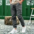 thumbnail image 2 of MXALUOB Men's Cargo Joggers Drawstring Cuffed Ankle Elastic Waist Pants with Multi Pockets Regular Fit Solid Color Pull On Trousers, 2 of 6