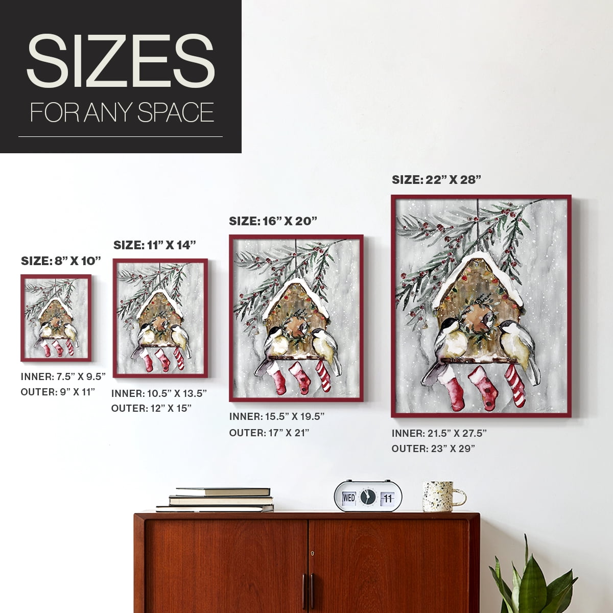 Winter Birds Framed Print - Solid Wood in Single Picture Frame Solid Wood 2 Framed Print