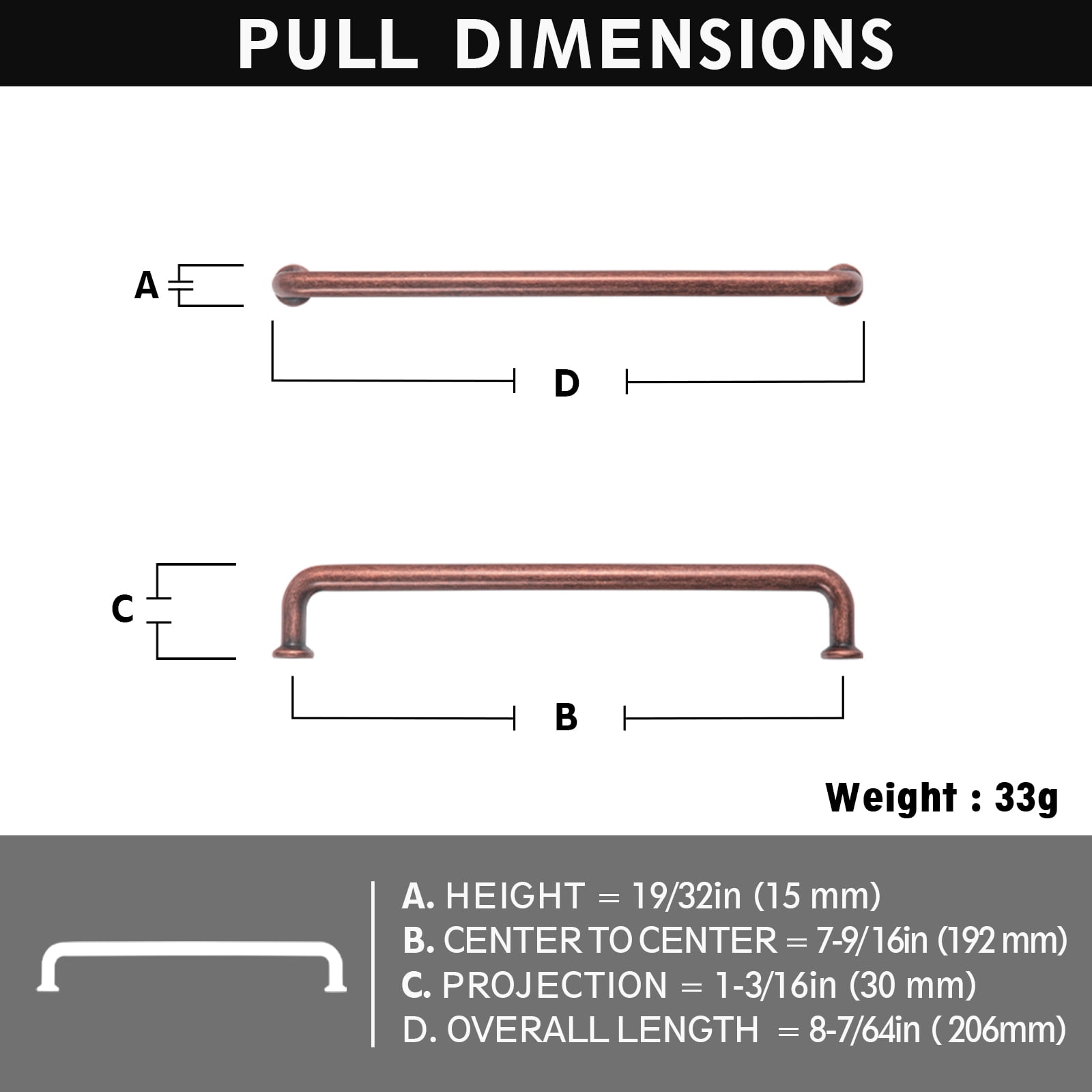 Goo-Ki 12 Pack 7.6''(192 MM) Hole Centers Antique Copper Cabinet Pulls, Luxury Zinc Alloy Cabinet Handles for Dresser,Drawer,and Cupboard