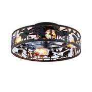 Dayu 20 Inch Matte Black Rustic Flush Mount Wildlife Forest Caged Enclosed Ceiling Fan with Light and Remote Control