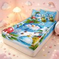 thumbnail image 2 of Manfei Cute Snowman Zipper Twin Comforter Sets with Fitted Sheet and 2 Pillowcases,Christmas Snowflake Zipper Bedding Set,Blue Green,Christmas Reversible,4pcs, 2 of 8