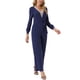 thumbnail image 4 of INSPIRAR CHIC Mono de Manga Larga con Cuello en V para Mujeres con Cinturón, Pantalones Anchos y Elásticos con Bolsillos, L Azul Marino, 4 of 5