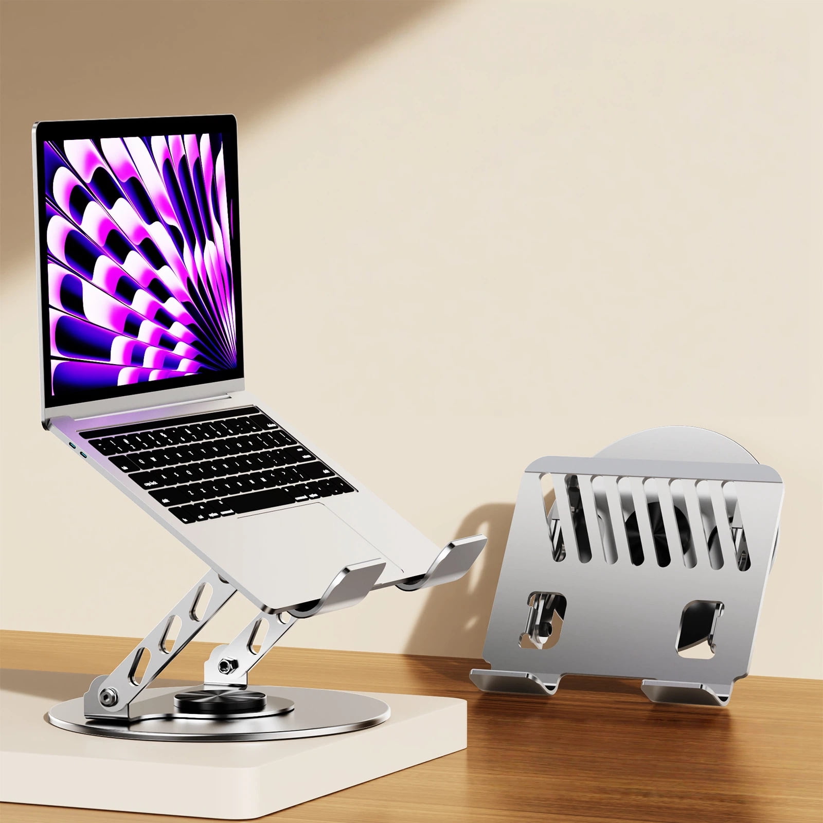 360° Rotating Aluminum Alloy Laptop Stand Laptop Stand for Desk,  Adjustable Computer Stand, Ergonomic Foldable Laptop Holder for MacBook Air Pro / Dell / HP / ASUS / Samsung