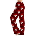 thumbnail image 2 of Lumtrix Christmas Pajama Pants Women Soft Comfy Pants Sleep Bottom Casual Xmas Snowman Printed Long Pj Bottoms Wine 2XL, 2 of 6