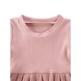 thumbnail image 2 of Franhais Baby Girls Solid Color Clothes Set, Ruffle Hem Short Sleeve O-neck Tops + Drawstring Shorts for Summer, 2 of 6