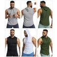 thumbnail image 2 of SHIWEN Men's Workout Hooded Tank Tops Sports Training Sleeveless Hoodies Bodybuilding Cut off T-Shirts M-3XL, 2 of 12