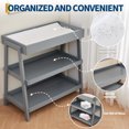thumbnail image 4 of Mesa cambiador portátil de madera para bebé - Almohadilla impermeable - 2 estantes de almacenamiento - Diseño moderno para habitación infantil - Color gris, 4 of 7