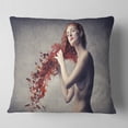 thumbnail image 2 of Designart From Red Hair to Leaves - Contemporary Throw Pillow - 16x16, 2 of 5