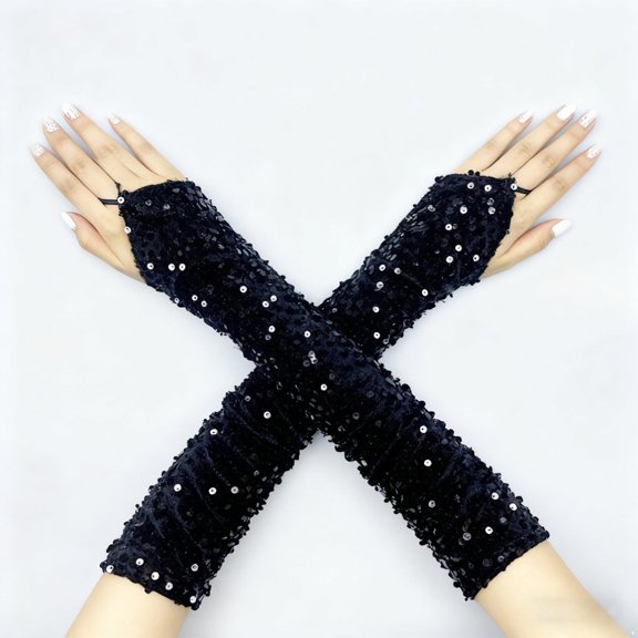 Sequin Gloves for Women, Sparkly Glitter Gloves for Party, Rave, Prom, Dance, Masquerade