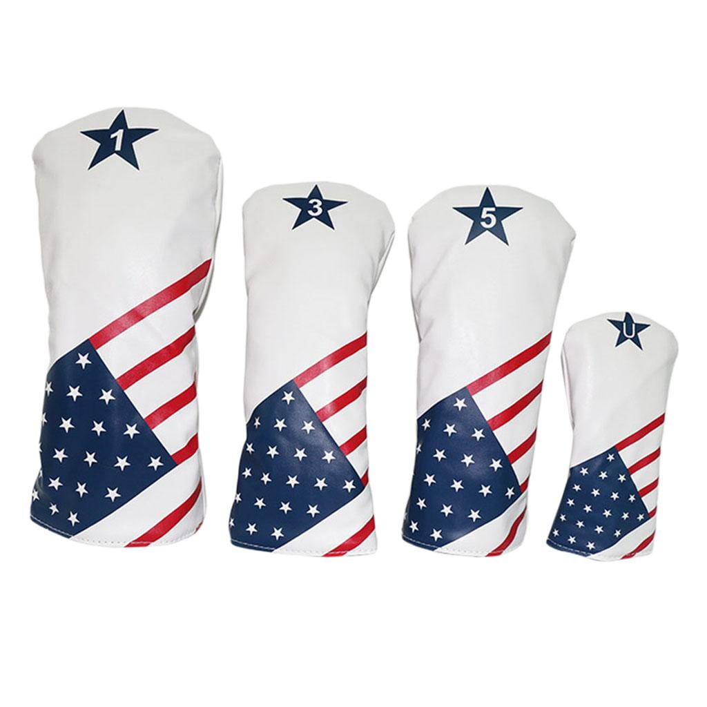 Axioma 4pcs/Set Waterproof Golf Club Head Cover Wood Driver Headcover Stroke Count