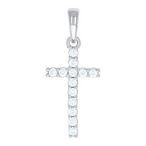 925 Sterling Silver Mens Cubic Zirconia Cross Religious Charm Pendant 34.1x14.1mm Wide Necklace for Men