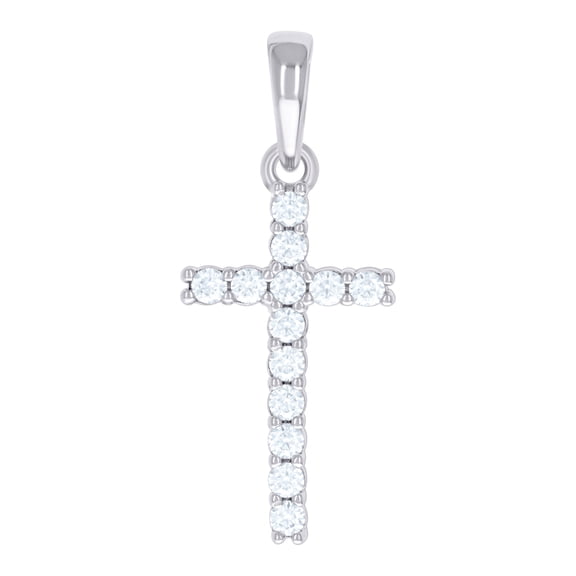 925 Sterling Silver Mens Cubic Zirconia Cross Religious Charm Pendant 34.1x14.1mm Wide Necklace for Men