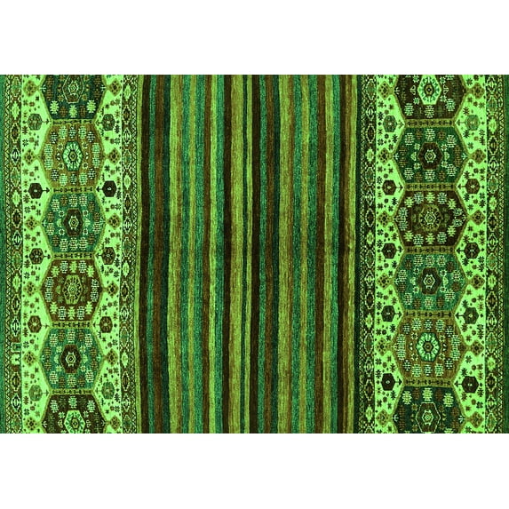 Ahgly Company Indoor Rectangle Abstract Green Modern Area Rugs, 2' x 3'