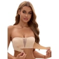 thumbnail image 4 of Unique Bargains Women's Front Closure Wirefree Strapless Tube Bras XL Beige, 4 of 6