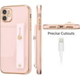 thumbnail image 5 of Case for iPhone12 Pro 6.1 Inch, Soft Silicone TPU Slim Case Electroplated Case Shockproof Phone Case with Wristband Kickstand Phone Loop Finger Holder Strap-Rosegold, 5 of 13