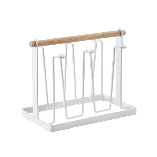 Escurridor de tazas Matsuzay con mango de madera organizador de copas de vino desmontable Blanco