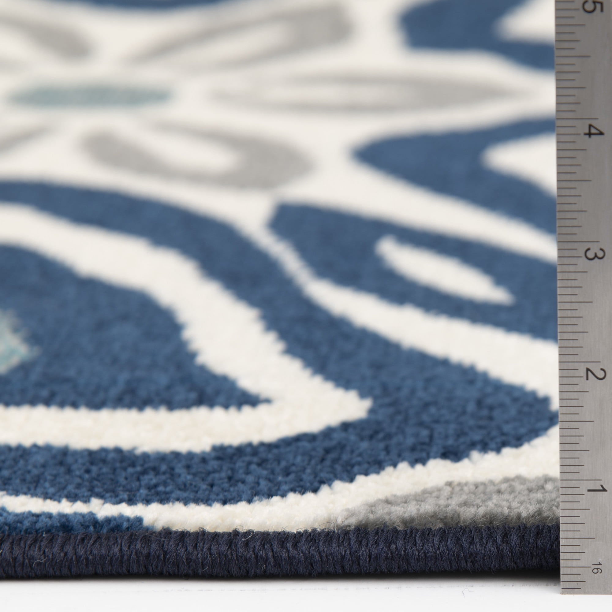 Loomaknoti Tecopa Kerin 2' x 7' Blue Geometric Outdoor Runner Rug