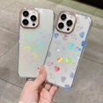 thumbnail image 4 of Compatible for iPhone 14 Pro Max Case Laser Heart Pattern, Cute Glitter Bling Rainbow Holographic Heart Clear Case for Women Girls Shockproof Camera Protective Back Cover Case - Heart, 4 of 11