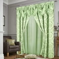 thumbnail image 4 of Jacquard Window Curtains For Living Room 2 panel set 54" x 84" Long with Attached Valance Sheer Backing and 2 Tie backs Elegant Fancy Design Perfect For Living Room and Bedroom (Green), 4 of 8