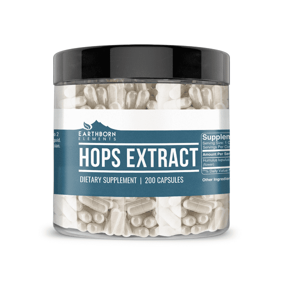 Earthborn Elements Hops Extract, 200 Capsules, Pure & Undiluted, No Additives