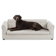 thumbnail image 3 of Noble House 55" Comfortable Elevated Pet Sofa, Elegant Oversized Linen Dog Bed with Support Armrests, Beige, 3 of 11