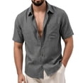 thumbnail image 2 of Cmfcve Men's Linen Shirts Short Sleeve Button Down Shirts Wrinkle Resistant Casual Vacation Beach Summer Tops, 2 of 7