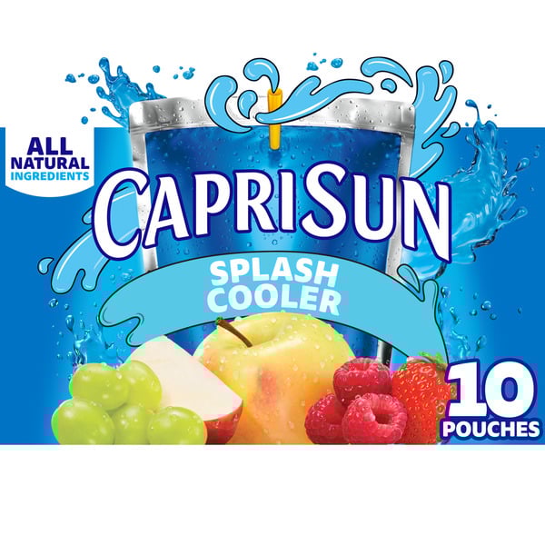 Capri Sun Splash Cooler Mixed Fruit Naturally Flavored Kids Juice Blend Drink Pouches