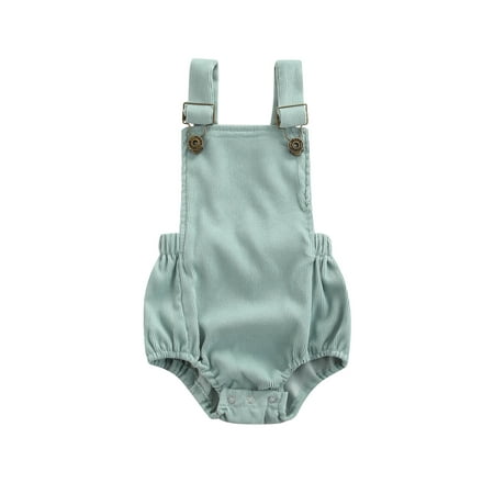 

Kiapeise Newborn Infant Baby Girl Boy Romper Unisex Solid Color Sleeveless Jumpsuit Backless Overalls Summer Outfits