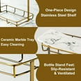 thumbnail image 3 of Countertop Bathroom Organizer Tray with 2-Tier L-Bronze Stainless Steel and White Marble Shelf, 3 of 6
