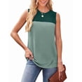 thumbnail image 2 of Débardeur pour Femmes Décontracté Tricoté Été Sans Manches Col Rond Printemps Chemises à Blocs de Couleur Mode 2026 Vert TG, 2 of 8