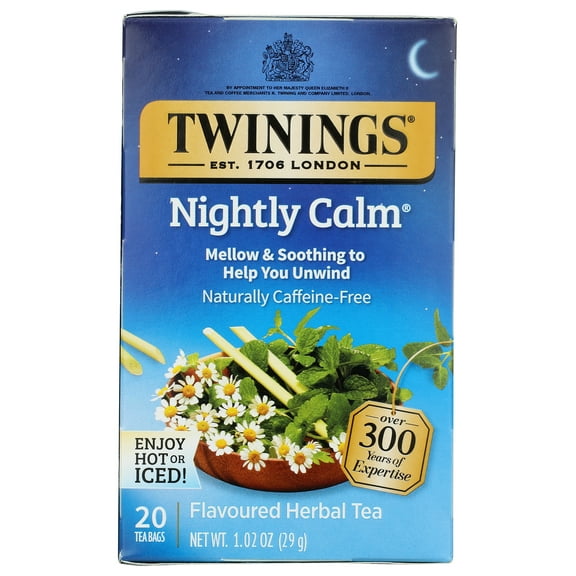 Pack of 6, Twining Tea Nightly Calm Flavoured Herbal Tea, 1.02 oz
