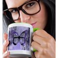 thumbnail image 2 of 3drose, Purple Butterfly Illustration, 15oz Two-tone Green Mug, 2 of 6